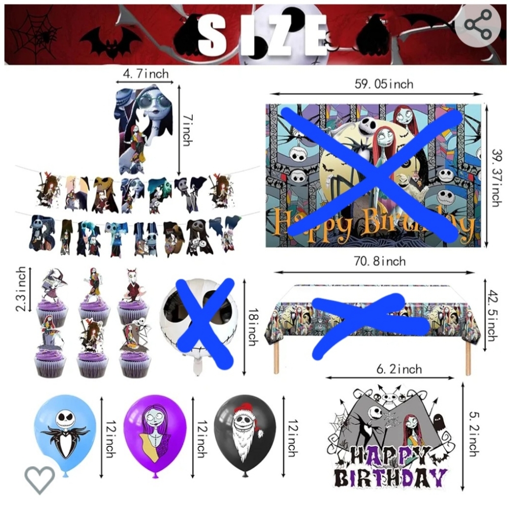 NIGHTMARE BEFORE CHRISTMAS Birthday decorations- New Sealed package